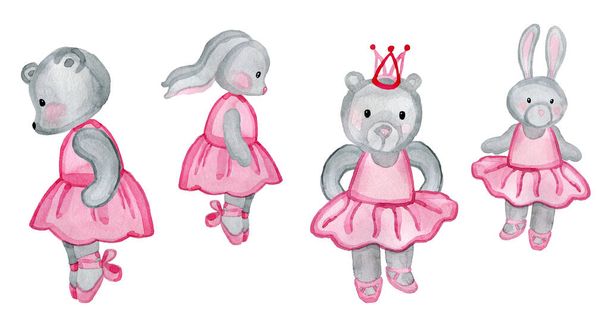 Brinquedos ursos e coelhos bailarina baner fundo para redes sociais - Foto, Imagem