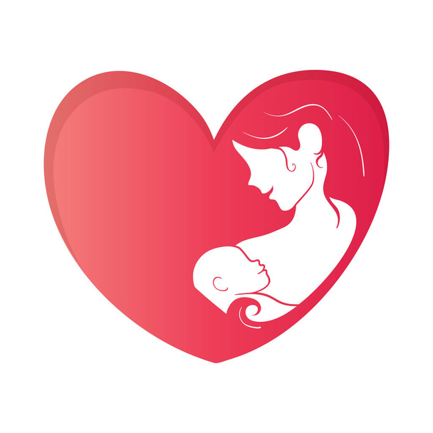 Den matek vektorové ilustrace Minimální bílý prostor uvnitř srdce matky láska a péče o své dítě. - Vektor, obrázek