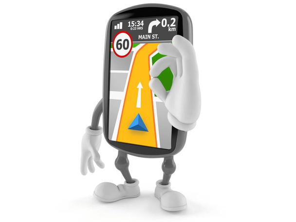 GPS-Navigationszeichen mit OK-Geste isoliert auf weißem Hintergrund. 3D-Illustration - Foto, Bild