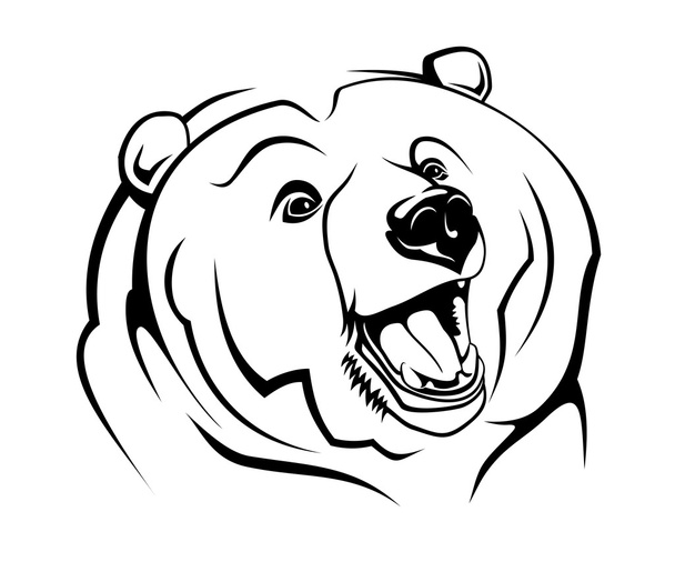 白で隔離されるマスコットとして野生のクマ - ベクター画像