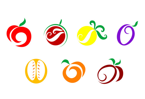 Frutas e ícones vegetais
 - Vetor, Imagem