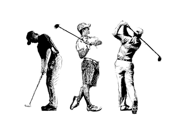 golf players illustration on white background - Vector, Image