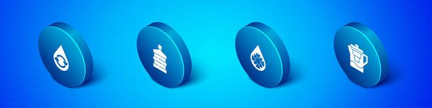Set Isometric Recycle clean aqua, Defrosting, Water jug with filter and Big bottle water icon. Vector. - Vector, Image