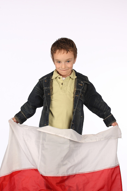 Niño con bandera polaca
 - Foto, imagen
