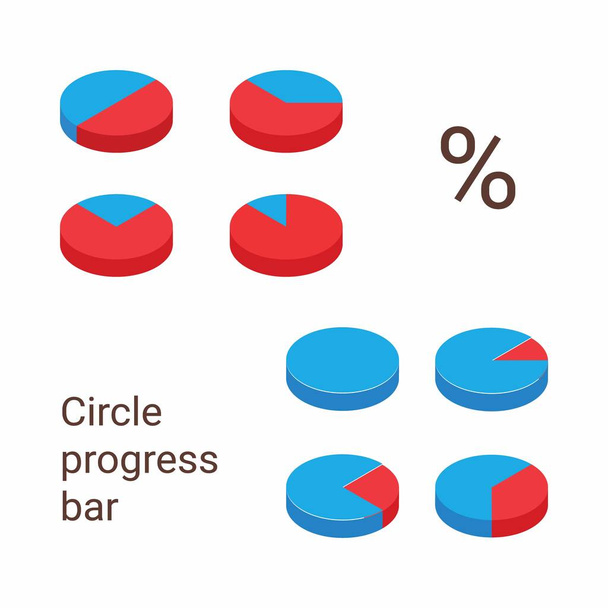 Progress bar indicators set, Round progress bar circle icon. Percentage indicators. icon of circle progress bar. Set of circular progress bar icons. Circular sector. Circular Slices. Circular segment - Vector, Image