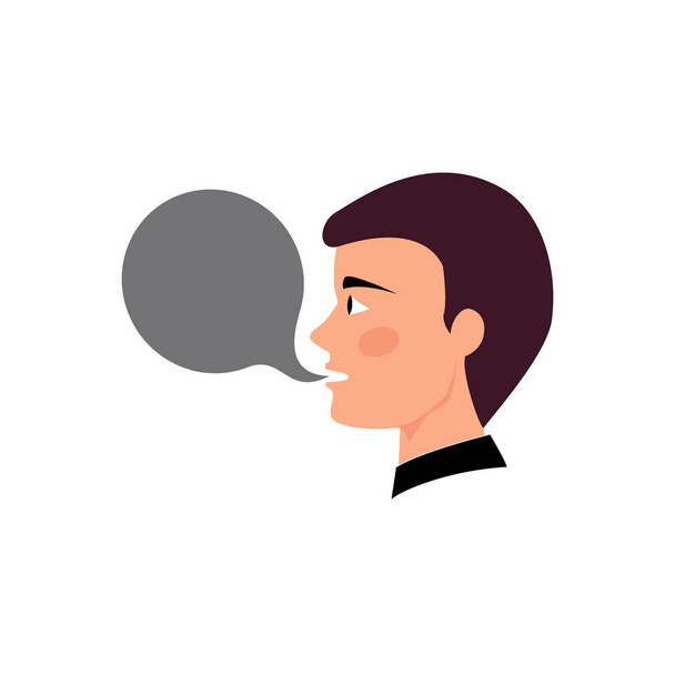 man says bubble, man with empty speech bubble white background. symbol, Flat icon or vector of head with thought and speech bubble, boy speaking, man talking with bubble - Vector, Image