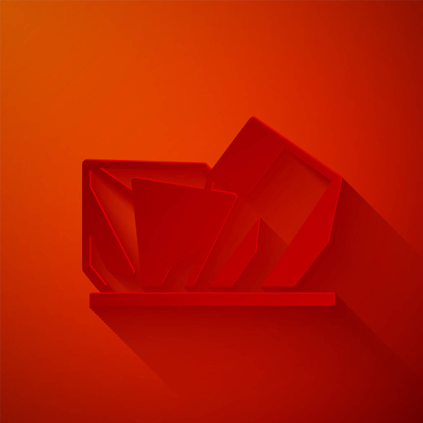 Papiergeschnittenes Royal Ontario Museum in Toronto, Kanada Ikone isoliert auf rotem Hintergrund. Papierkunst. Vektor. - Vektor, Bild