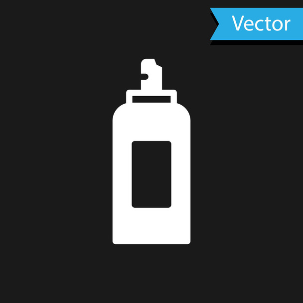 Vaporisateur de peinture blanche peut icône isolée sur fond noir. Vecteur. - Vecteur, image