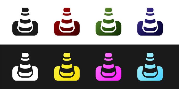 Set Traffic cone pictogram geïsoleerd op zwart-wit achtergrond. Vector - Vector, afbeelding