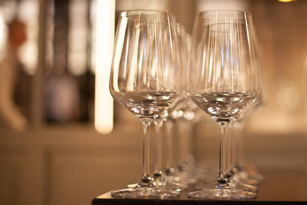 A closeup shot of beautiful glasses on the table - 写真・画像
