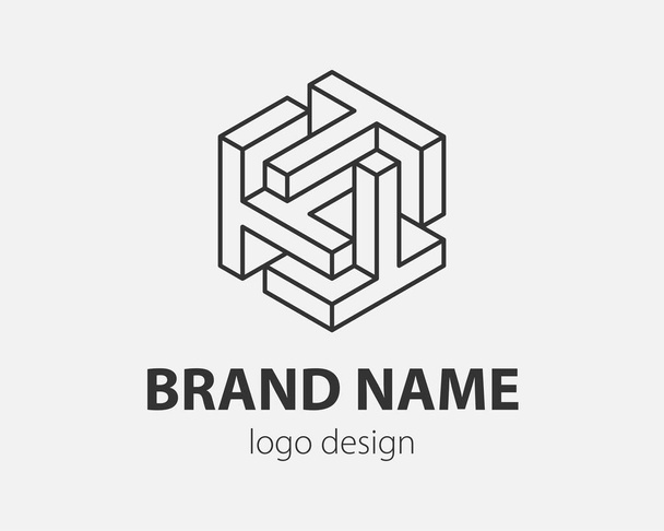 Block Logo abstract design Technology communication vector template linear style. Intelligence internet web Logotype concept icon. - Vector, Image