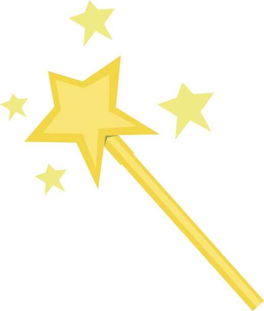 Vector emoticon illustration of a yellow magic wand with stars - Vector, Image