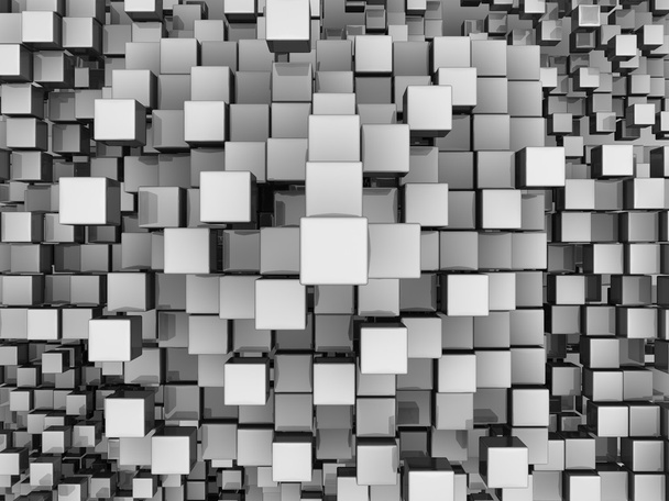 Many white reflective cubes, top view, 3d render abstract background - Photo, Image