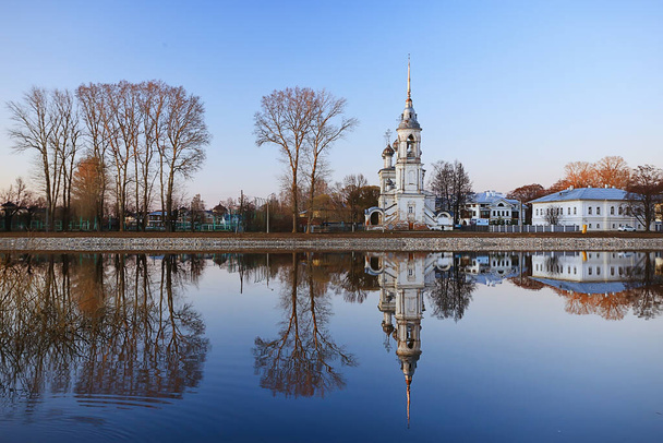 church river panorama vologda, landscape orthodoxy tourism russia - Foto, afbeelding