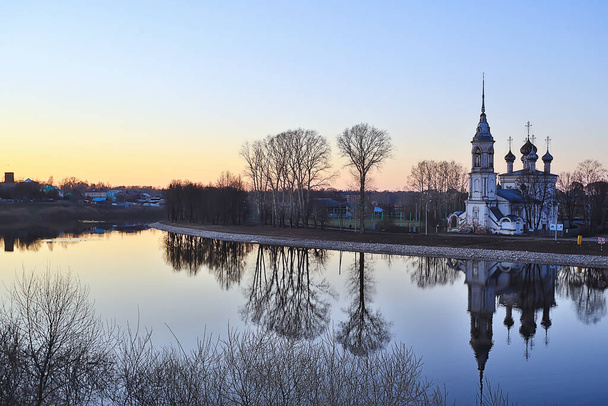 church river panorama vologda, landscape orthodoxy tourism russia - Photo, Image