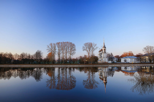 church river panorama vologda, landscape orthodoxy tourism russia - Fotó, kép