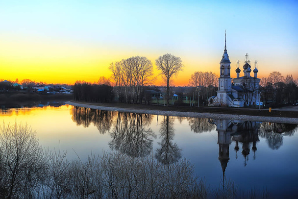 church river panorama vologda, landscape orthodoxy tourism russia - Foto, Imagen