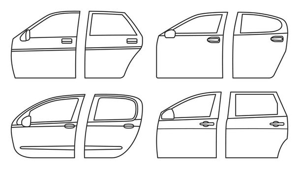 Car door vector outline set icon. outline set icon auto equipment. Vector illustration car door on white background. - Вектор,изображение