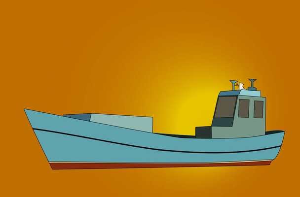 Eine grafische Darstellung eines Fischerbootes zur Verwendung als Webdekoration oder auf einem Logo - Foto, Bild