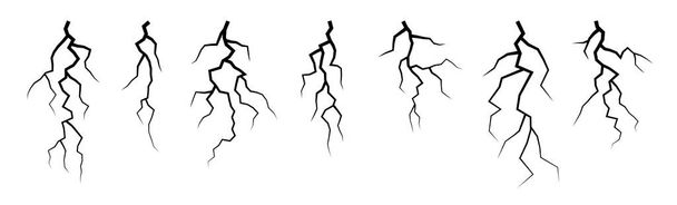 Silhouette dei fulmini vettoriali impostate. Elementi per il design del temporale. - Vettoriali, immagini