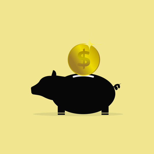 putting coin money to piggy bank - Vector, Image