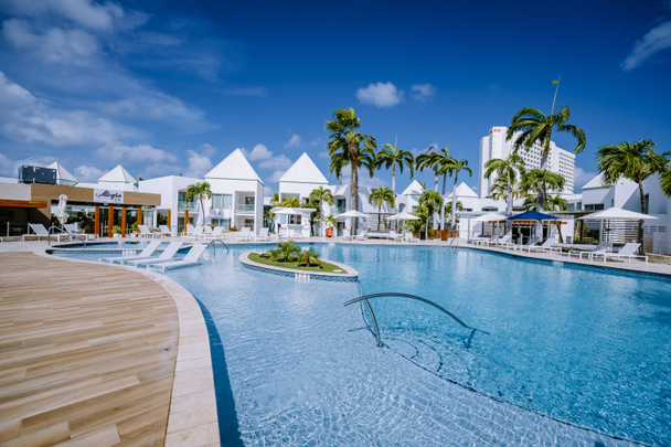 Luxury resort with swimming pool near Palm Beach Aruba - Photo, Image