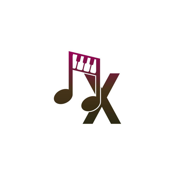 Icône du logo Lettre X avec vecteur de modèle de symbole de conception de note musicale - Vecteur, image
