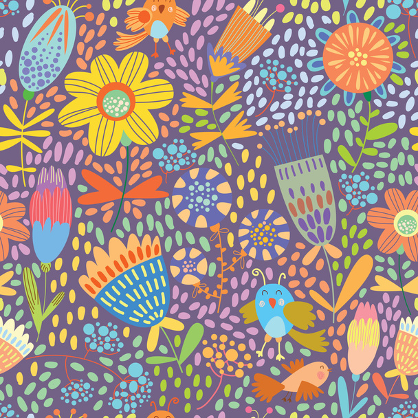  Floral cute seamless pattern. - Διάνυσμα, εικόνα