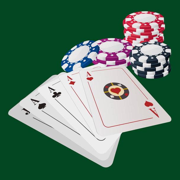 Modelo de jogo de cartas de poker Aces - Vetor, Imagem