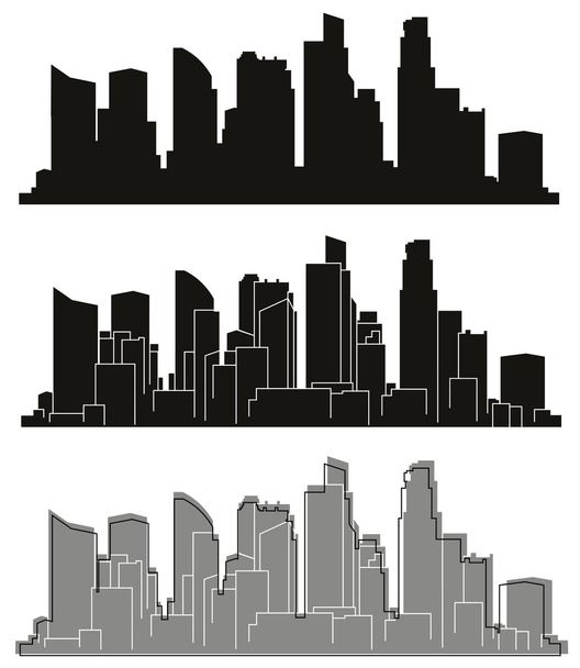 vektör şehirler silhouettes. - Vektör, Görsel