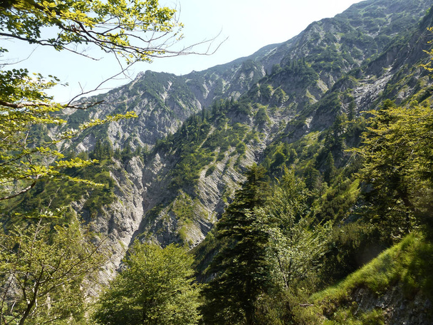 Mountain hiking tour to Schildenstein mountain, Bavaria, Germany - Zdjęcie, obraz