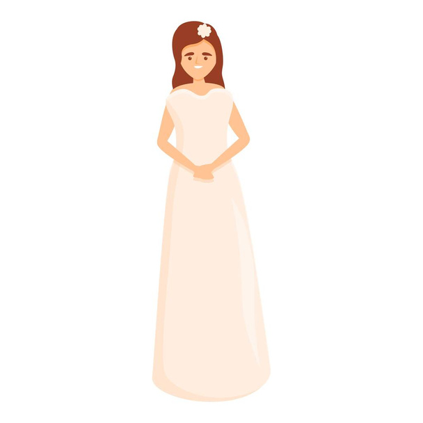 Woman wedding dress icon, cartoon style - Vector, afbeelding