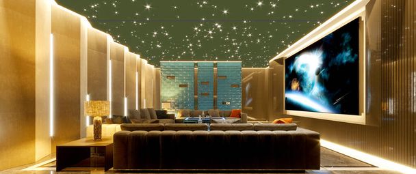 3d render of home cinema room   - Photo, Image