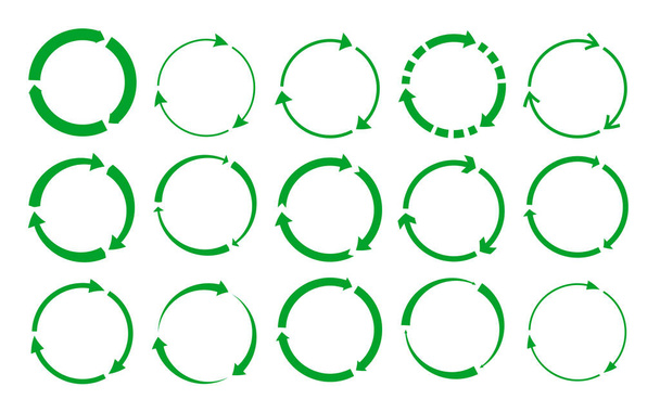 Grren rotondo riciclare cerchio freccia set vector - Vettoriali, immagini