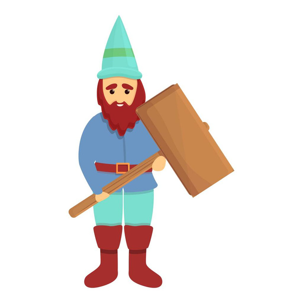 Garden gnome with hammer icon, cartoon style - Vettoriali, immagini