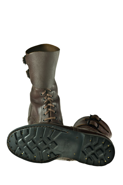 Pair of worn Polish army boots used in seventies of the twentieth century - isolated - Photo, Image