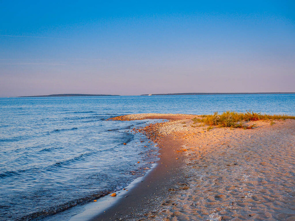 Michigan Gölü 'nde gün batımı - Mackinaw Şehri - Michigan - Fotoğraf, Görsel