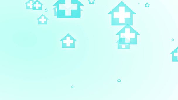 Santé médicale croix bleue verte sur fond de motif à la maison. Bannières abstraites avec prévenir l'infection par le virus et les soins de santé rester concept à la maison. - Photo, image
