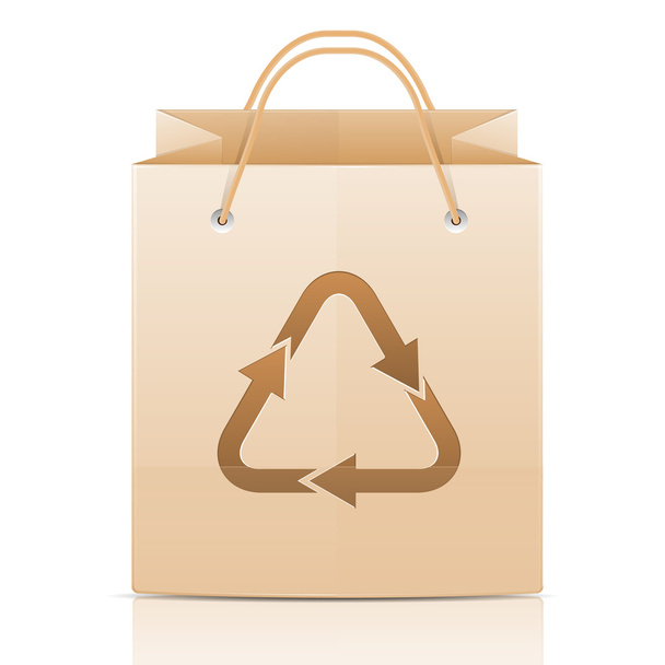 Bolsa de papel con emblema ecológico aislado sobre fondo blanco
 - Vector, Imagen
