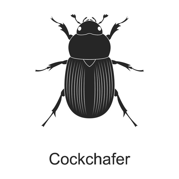 Cockchafer διάνυσμα μαύρο εικονίδιο. Εικονογράφηση διάνυσμα ζιζάνιο έντομο cockchafer σε λευκό φόντο. Μεμονωμένο μαύρο εικονίδιο απεικόνισης του εντόμου. - Διάνυσμα, εικόνα