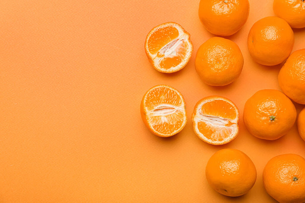 tangerinas doces no fundo de cor - Foto, Imagem
