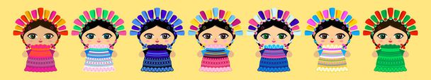 Muñeca tradicional colección maestra mexicana vector ilustración. - Vector, imagen