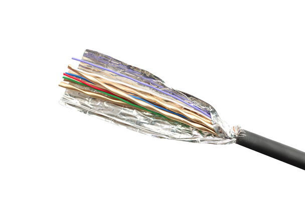 Open kabel isolator van afgeschermde geïsoleerd op wit. - Foto, afbeelding