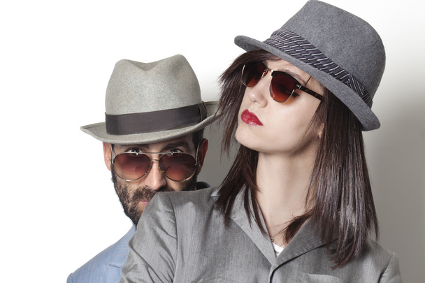 Ganster couple wearing sunglasses - Фото, изображение