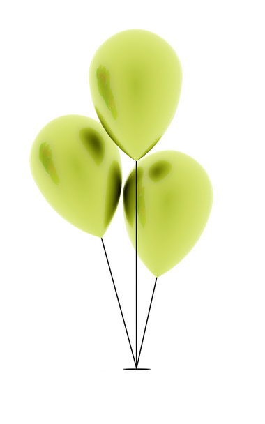 Three green balloons rendered - Φωτογραφία, εικόνα