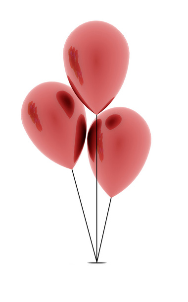 Three red balloons rendered - Photo, Image