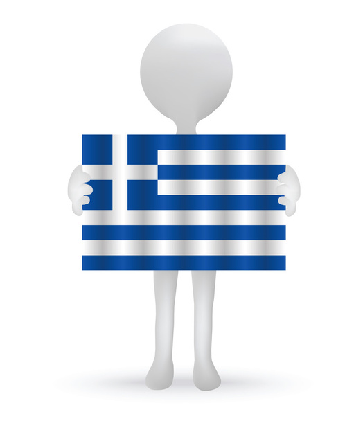 3D człowiek ręce trzyma grecką banderą - Wektor, obraz