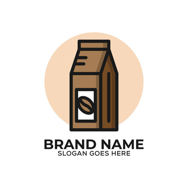 Кофе бобы обертывания логотип вектор, плоский дизайн органического кофе магазин шаблон логотипа - Вектор,изображение