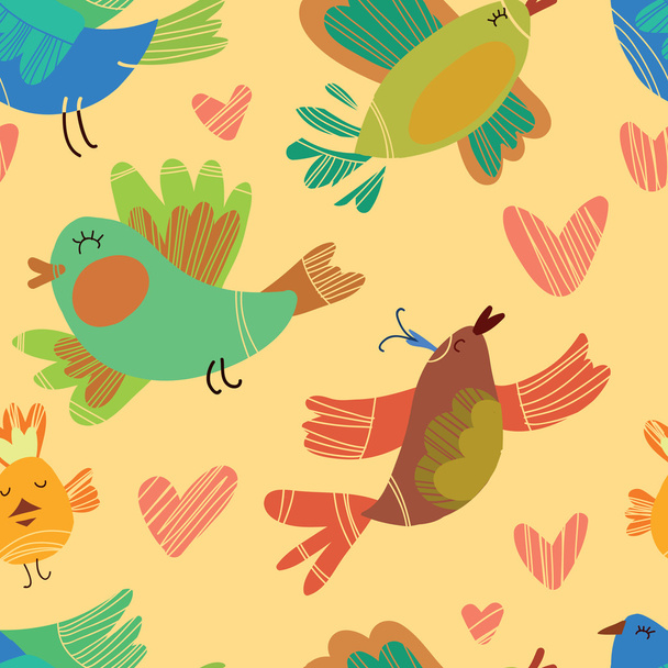 Spring birds seamless pattern. - Vektor, kép