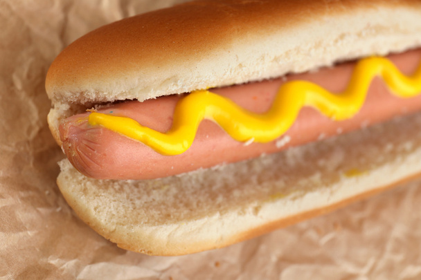 Tasty hot dog on paper - Foto, imagen